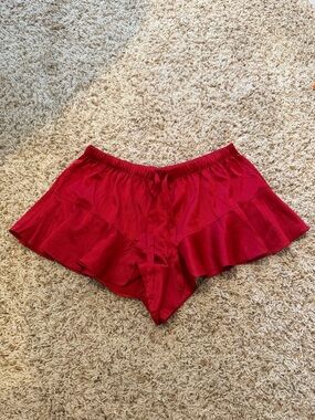Victoria's Secret Red Ruffle Satin Sleep Shorts